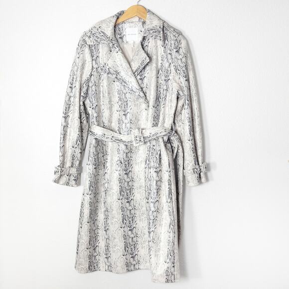 Anthropologie Jackets & Blazers - Anthropologie Avec Les Filles Size L White Animal Print Trench Coat